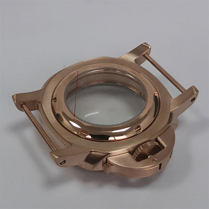 42 mm Mineralspiegel PVD Stahl Roségold Uhrengehäuse für NH35/NH36/4R/7S 