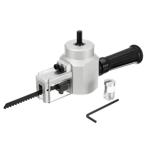 Double head YT-180A metal nibbler cutter attachment for power drills, ideal for precise sheet cutting.
