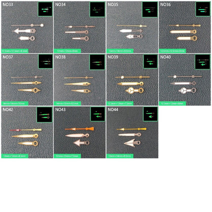 Watch Hands with green luminous coating for NH35 and NH36 movements by Watch Hands, ideal for watch repairs.