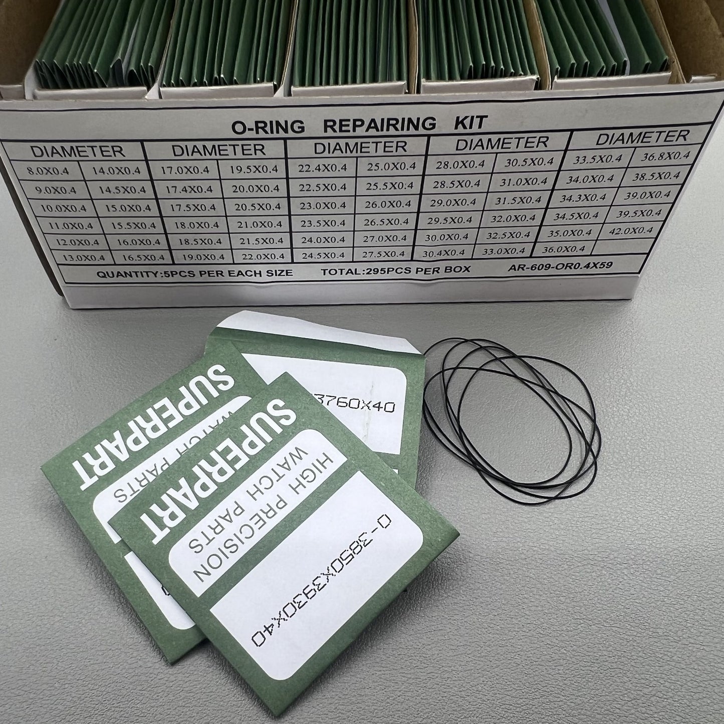59 Größen 295pcs 0,4 mm Dicke wasserdicht o Ring Kit Watch Back Dichtung Unterlegscheiben
