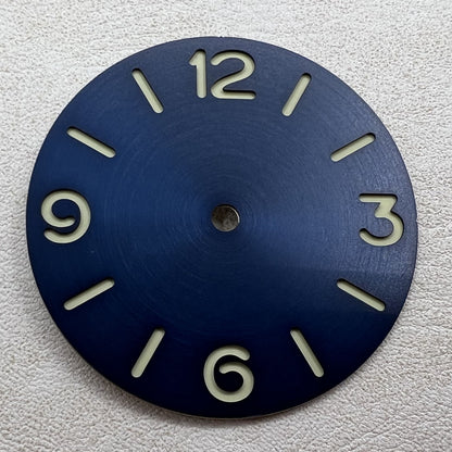 Leuchtendes blau-gr�nes Zifferblatt 39mm f�r ETA 6497 6498 Uhrwerk, hochwertige Uhrteile.