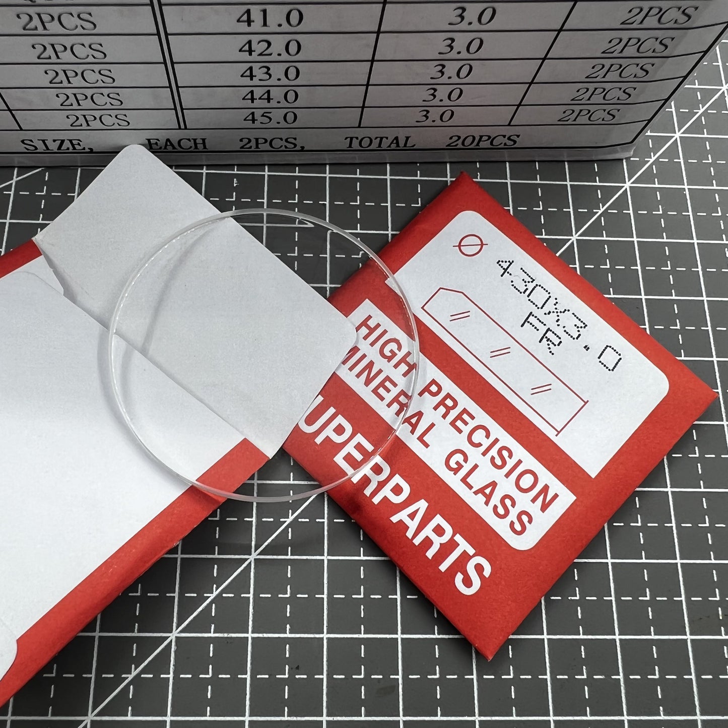 20 Stück flaches Uhrglas Mineralglas Ersatz rund 40,5 bis 45 mm 3,0 mm dick