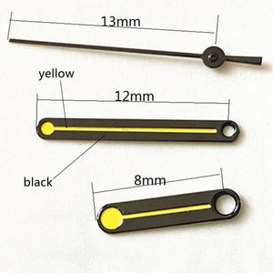 Round Tip Black Trim Yellow Painted Watch Hands for Ronda 515 Quartz Movement