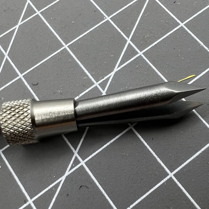 Swiss Bergeon 4072 pin vise 105mm, precision tool securely holding hairsprings for watch repair tasks.