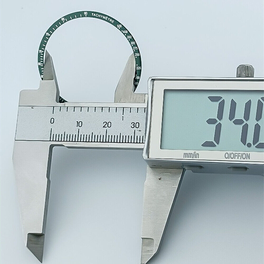 Green 38.5mm aluminum bezel with white font for Omega Speedmaster, durable watch accessory.