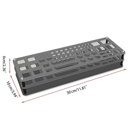 Multi-functional tool stand, organizing screwdrivers and storage racks for efficient workspace.