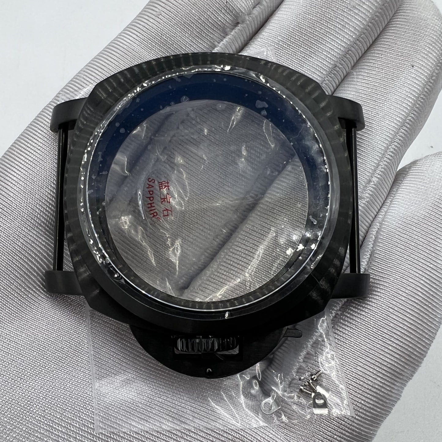 44mm black sapphire watch case by Seagull for ST3600, ST3621, ETA 6497, 6498 models with durable 316L steel.