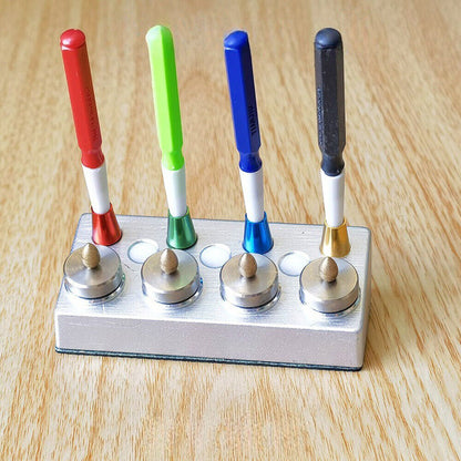 Watch Oil Dip Oiler Stand with 4 die-cast oiler dishes and lid cover for precise watch repair.