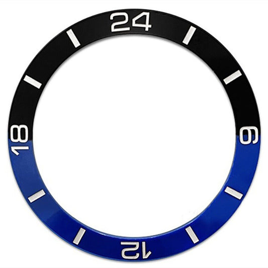 38 mm blau + schwarz Halbmaßstab Keramik poliert Uhr Lünette Fit für SUB007 Uhr 
