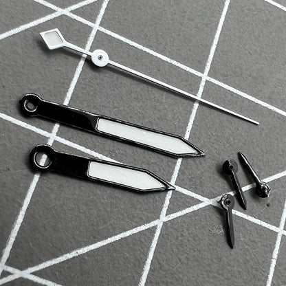 14.5mm black and silver trimmed white watch hands for VD53 VD54 VD57 movement, precision design.