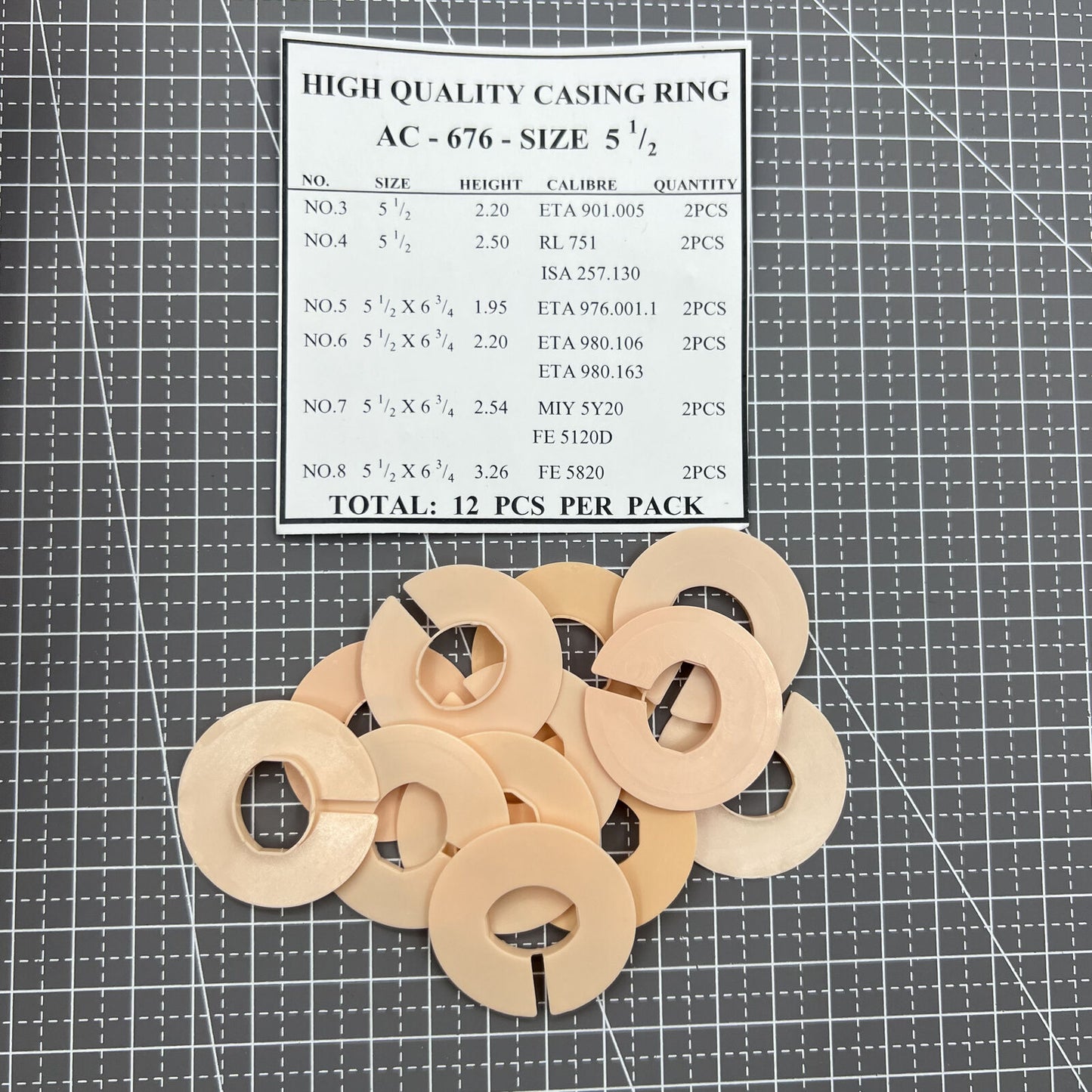 12 pièces 6 tailles de ligne entretoise de boîtier de mouvement support de bague de boîtier #AC-676-TAILLE 5.5
