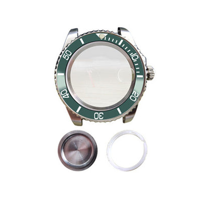 40MM sapphire glass watch case back cover with metal frame for MIYOTA 8215, durable replacement.