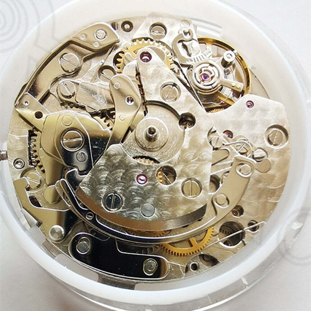 Asian 7750 automatic chronograph movement with ETA 7753 small second at 6 o'clock, precision watch accessory.