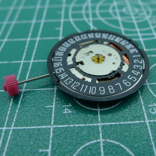 Swiss Part Ronda 715 quartz watch movement with black date wheel at 6 o'clock, replacement part.