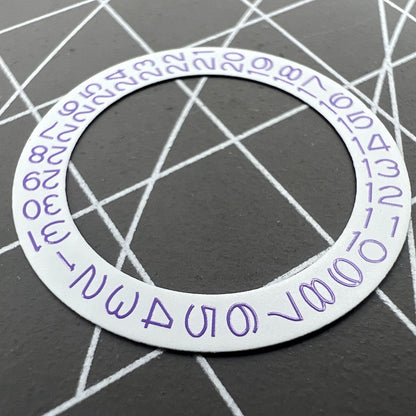 Disque de date à fond blanc et violet clair pour NH35 NH36