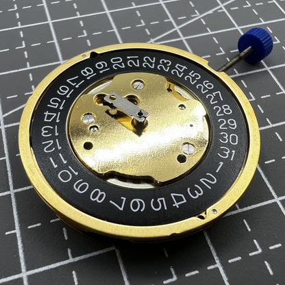 Swiss Made Ronda 5030D quartz movement with black date disk at 4 o'clock for watch repair.