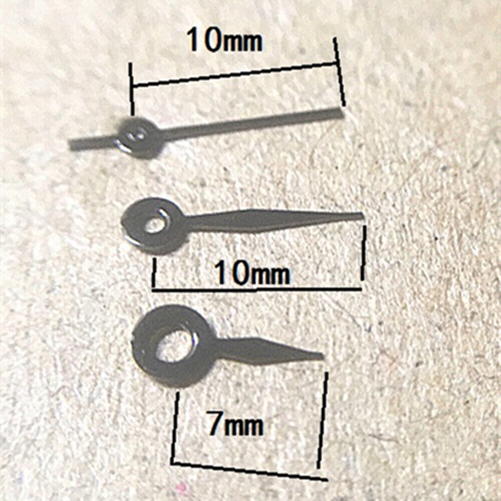 Black polished watch hands 6-10mm for Hattori Epson VX12 quartz movement, precise timing accessory.