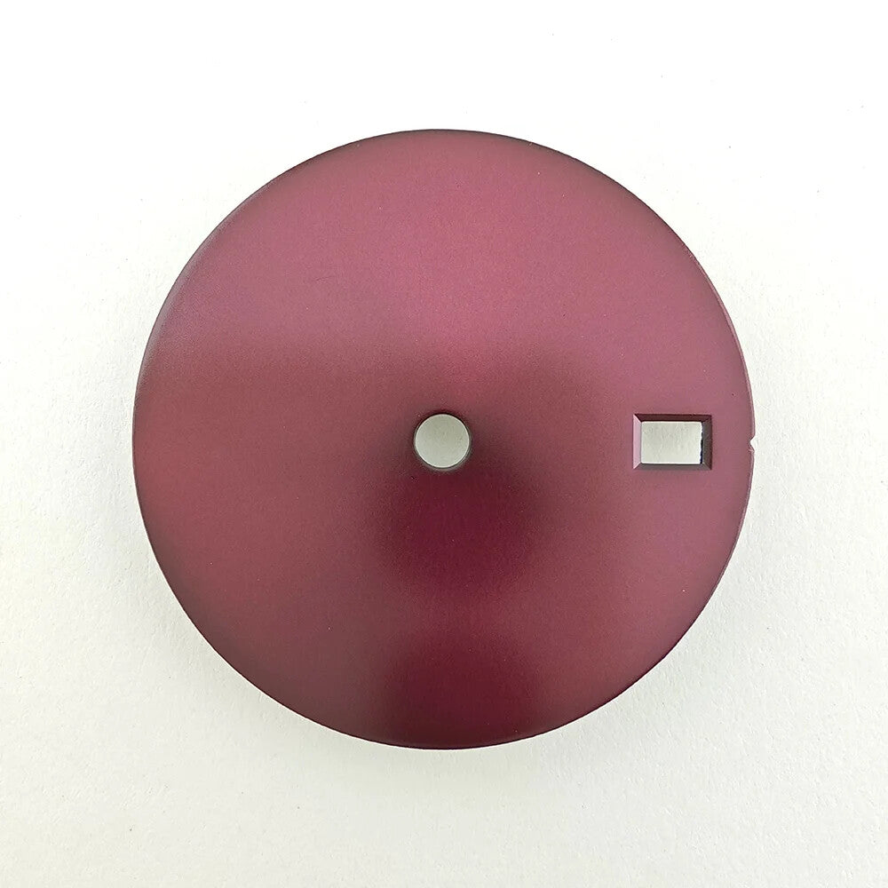 28.5mm solid color watch dial, metal finish, no lume, designed for NH35 movement.