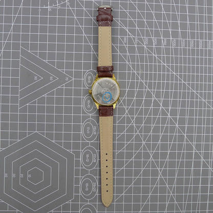 33mm Shanghai watch with blue dial, golden nail markers, square case, manual movement by Shanghai brand.