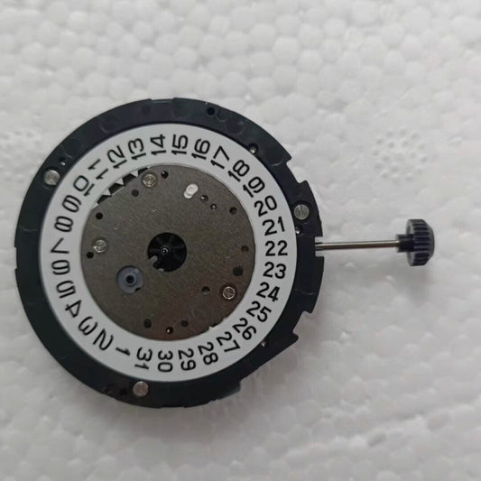 Miyota 6S11 quartz watch movement showing date at 3 o?clock, small seconds at 6, and two hands design