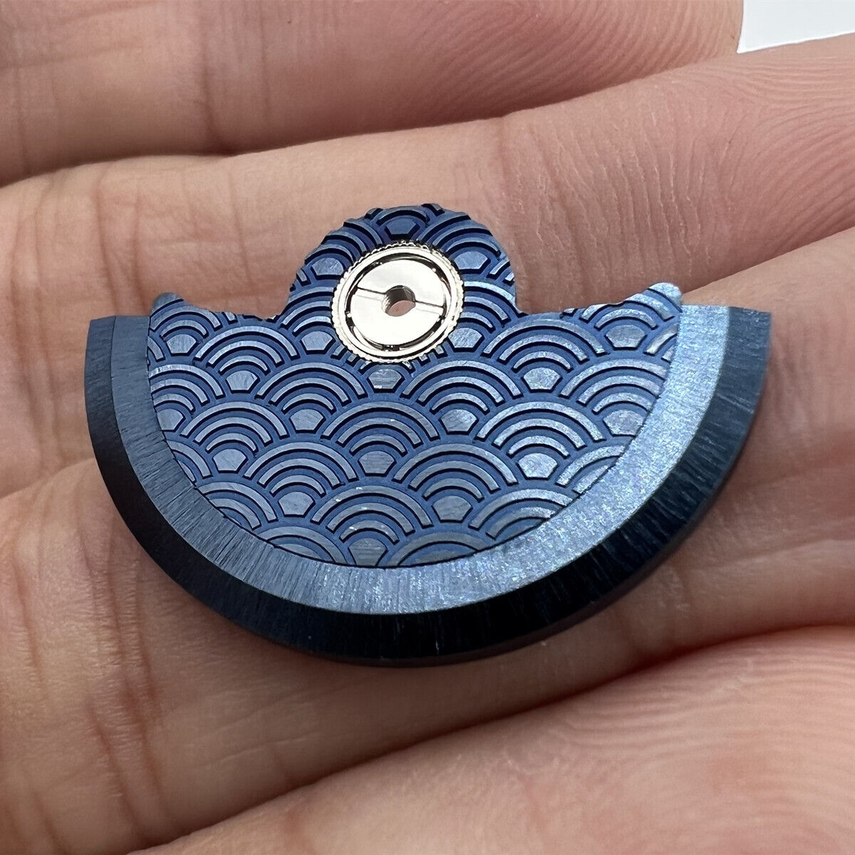 Blue Sea Wave rotor with intricate carving for Miyota NH35 NH36 watch movement, enhancing style and function.