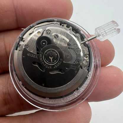 Black NH36 NH36A automatic watch movement with Roman wheel and crown at 3 o'clock, precise and durable.