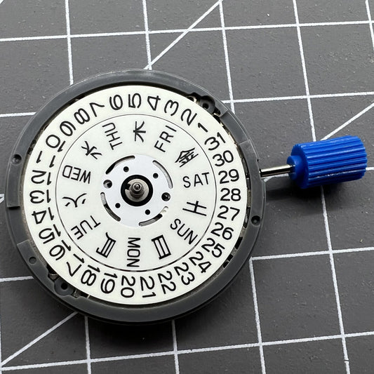 Japan NH36A watch movement with white dial, green lume, 3/3.8 crown position for precise mechanical timekeeping.