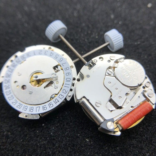 Ronda 775 Quartz watch movement showing date display at 3/6 position for watch accessories