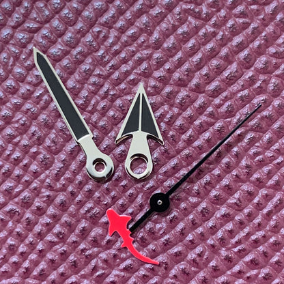 Black watch hands set featuring Turtle/Fish second hand, compatible with NH35/NH36/4R36 movement.