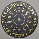 Black Date Disk Wheel Golden Font for NH36 Movement Date@3 Crown 3/3.8 Position