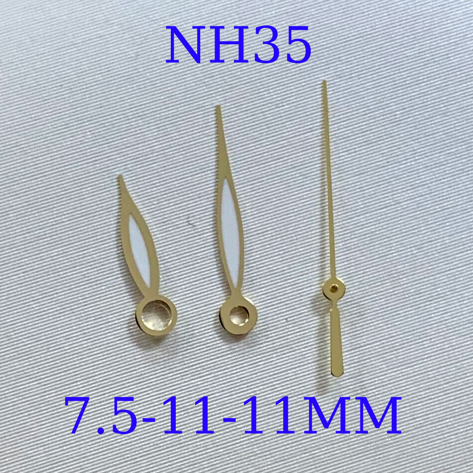 Green luminous watch hands set by B16 for NH35A/NH36A/4R36 movements, sizes 7.5/11/11mm, precise fit for watch accessories
