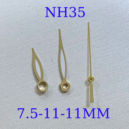 Green luminous watch hands set by B16 for NH35A/NH36A/4R36 movements, sizes 7.5/11/11mm, precise fit for watch accessories