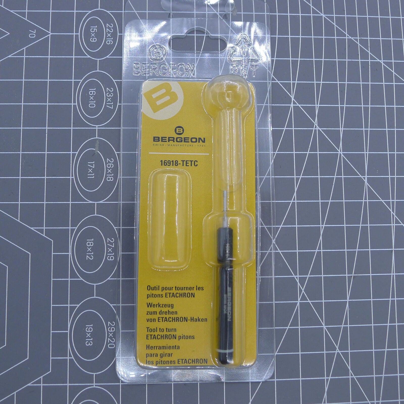 Bergeon 16918-TETC precision screwdriver for turning ETACHRON pitons, ideal watch accessory tool.