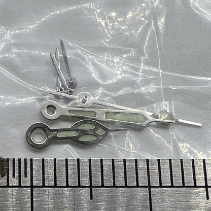 Green luminous watch hands with blue small second for Miyota OS10 OS20 OS22 OS60 OS80, precise accessory detail.