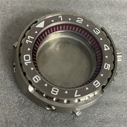 45MM stainless steel watch case with mineral glass, compatible with NH35/36 movements, durable and stylish accessory.