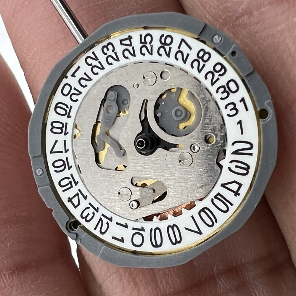 Miyota 6L12 Japanese quartz movement watch accessory with date display at 3 o'clock, single calendar function.