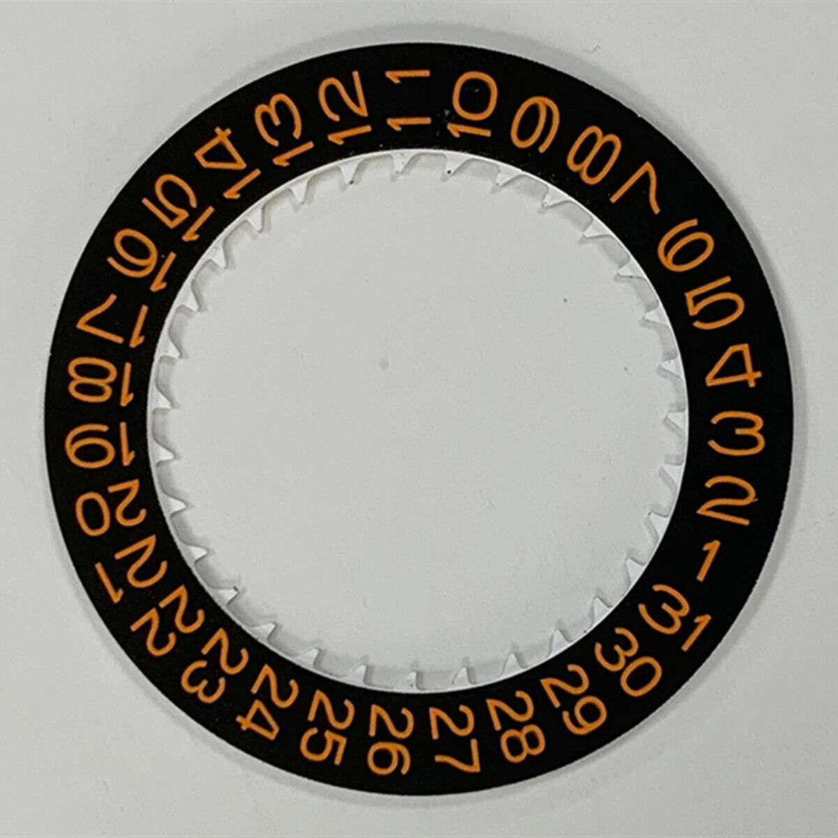 Orange font date disk wheel on black background for NH35 watch movement by Seiko.