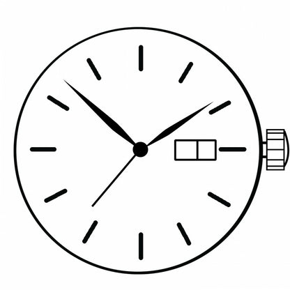 Hattori Epson VD53C quartz watch movement with date window at 3, 6, and 4:30 for accuracy