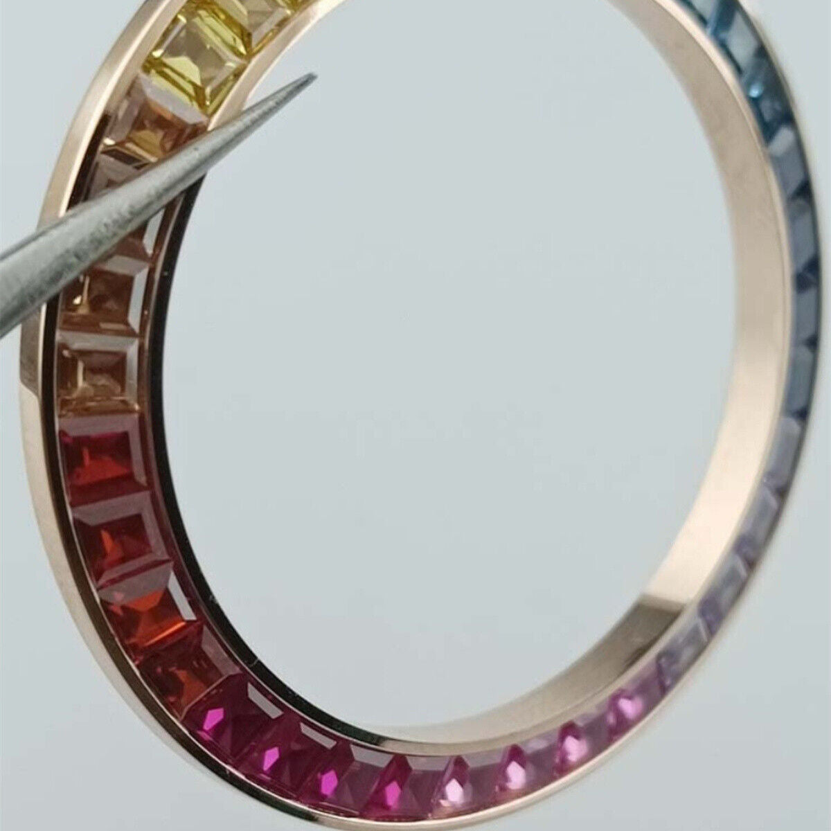 Vibrant 39mm imitation diamond bezel for VK63 movement, ideal for stylish watch customization.