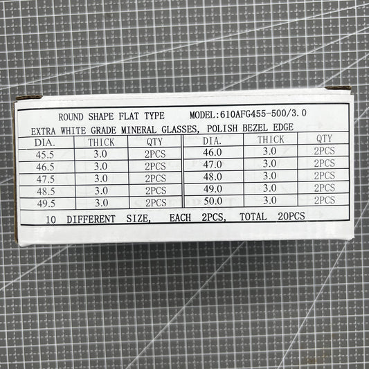 20 Stück runde Uhrgläser Mineralglas 3 0mm flach 45 5 bis 50mm Ersatz