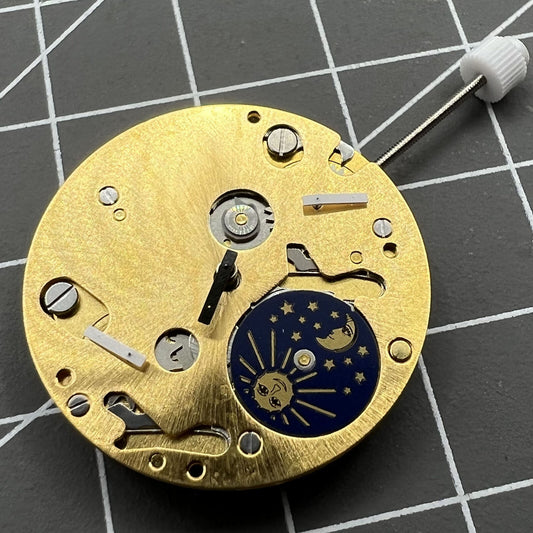 Mouvement à quartz ISA 9231 Phase de lune étoilée à 6 heures Mouvement de fabrication suisse