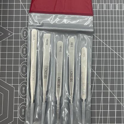 Non-magnetic stainless steel tweezers for precise watch repair, Japan-made 7024.