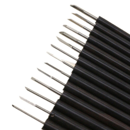 1. 14pcs steel chisel set for detailed wood carving, perfect for artists and woodworkers.  