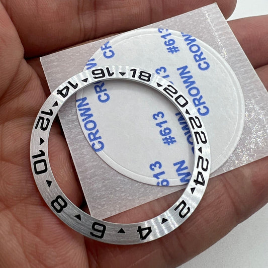 38 mm Keramik-Uhrenlünette, silberfarben, GMT, für 40 mm automatische mechanische Herrenuhr 