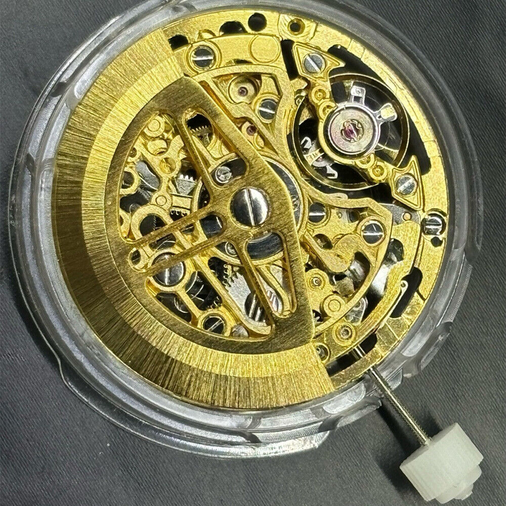 Hangzhou 75DOA mechanical watch movement with hollow golden 2 hands and small second at 7 design.