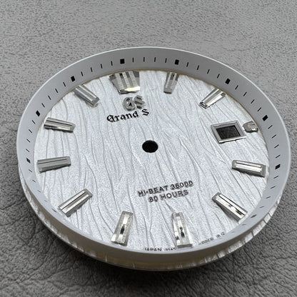 White GS 33.3mm No Lume Modified Waved Watch Dial for Movement NH35