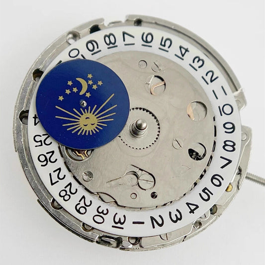 Mingzhu 2813 automatic watch movement with moon phase, 2 hands ? precision mechanical timekeeping