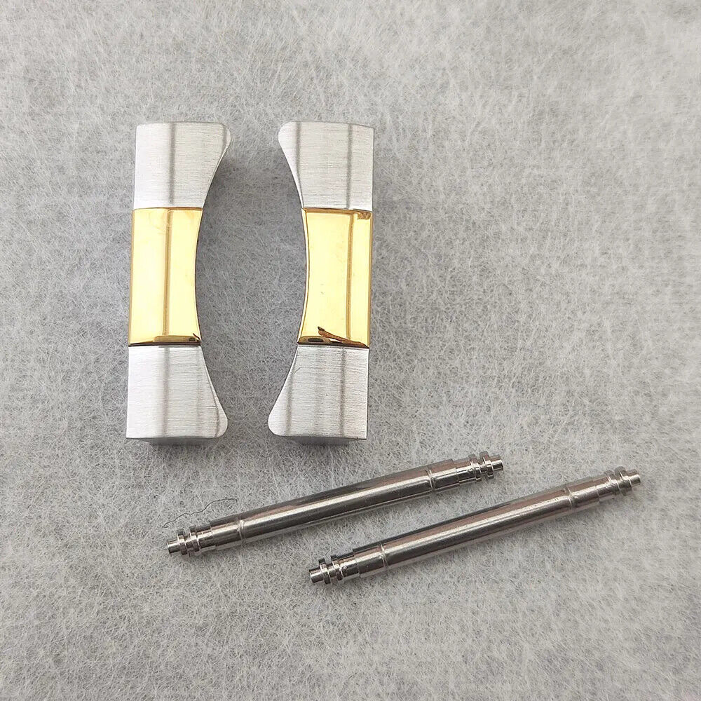 Set of 2 metal curved end links for Daytona watch bands, 20/21mm fit, durable accessory.