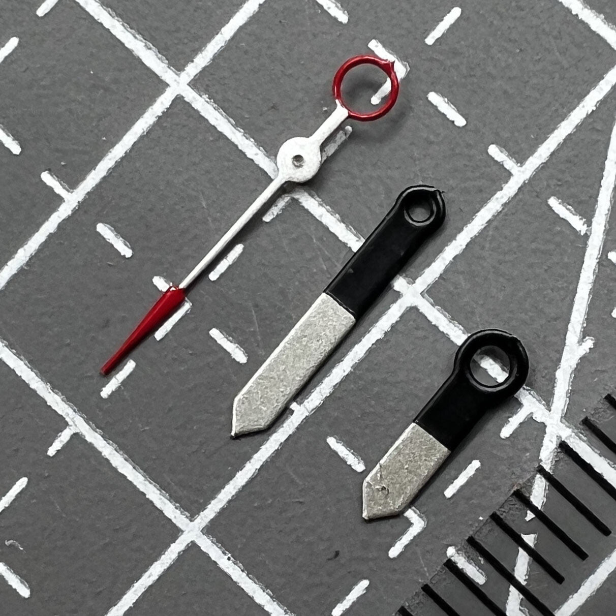 2er Set schwarze weiße Zeiger für Miyota 2035 Quarzuhrenwerk P1-H4-C111