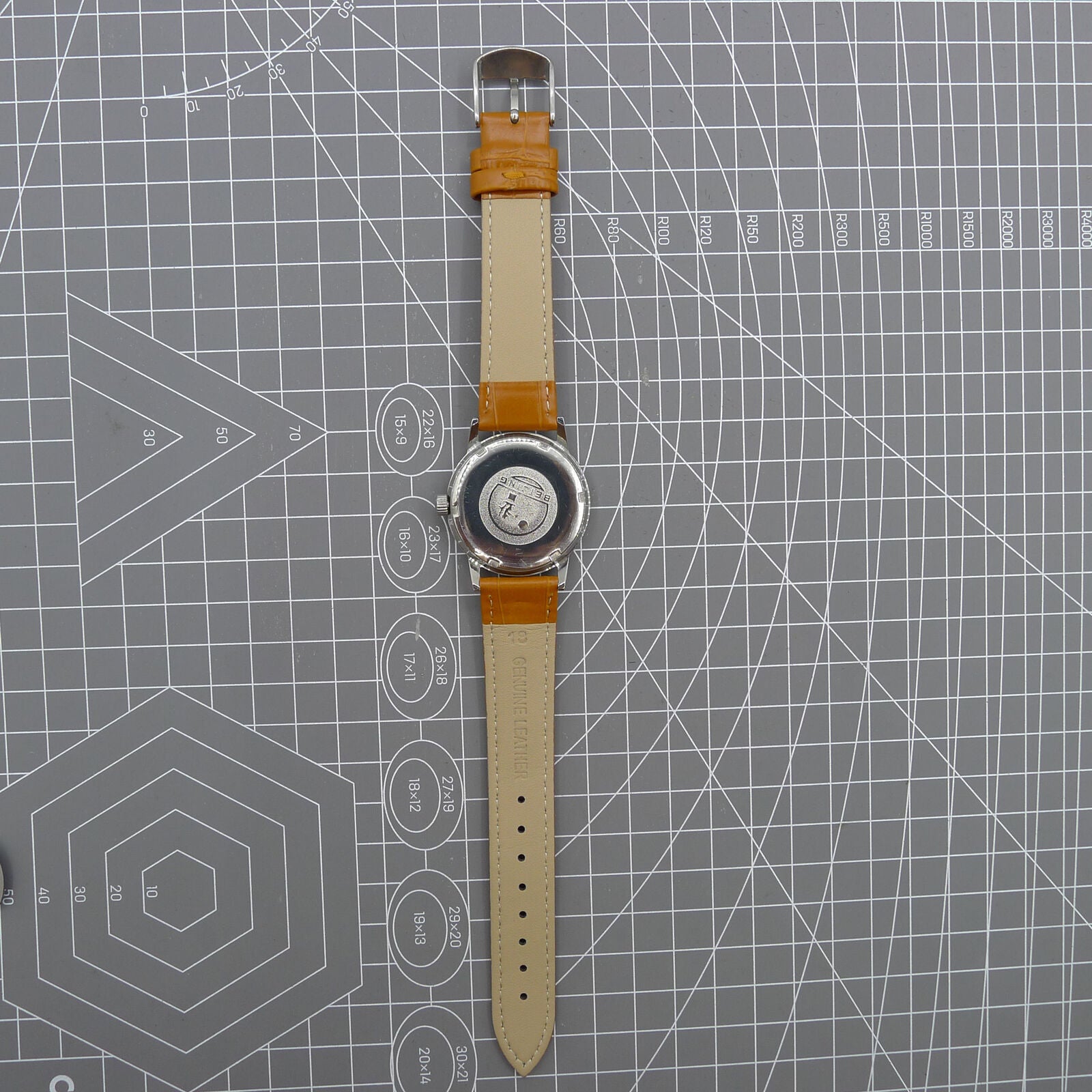 Beijing 36mm Double Rhomb watch with silver case and nail strap, manual mechanical movement for accurate timekeeping